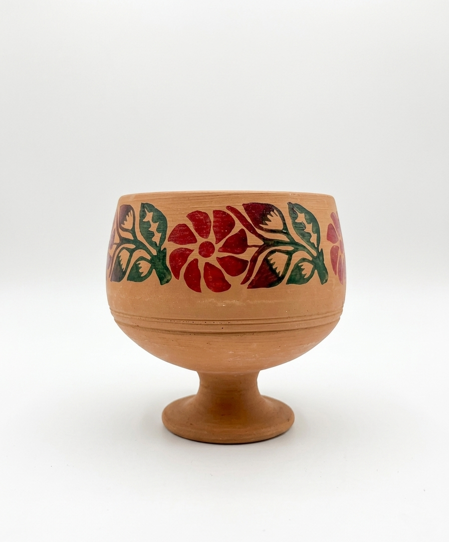 The 'Gul-e-Zar' Hand-Painted Terracotta Goblets