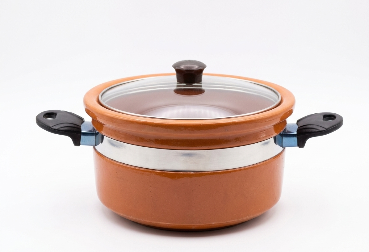 The Modern Earthen Saucepan with Glass Lid and Silver