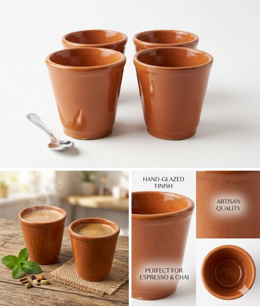 Artisan Terracotta Tea & Espresso Cups (set of 6)
