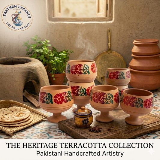 The 'Gul-e-Zar' Hand-Painted Terracotta Goblets